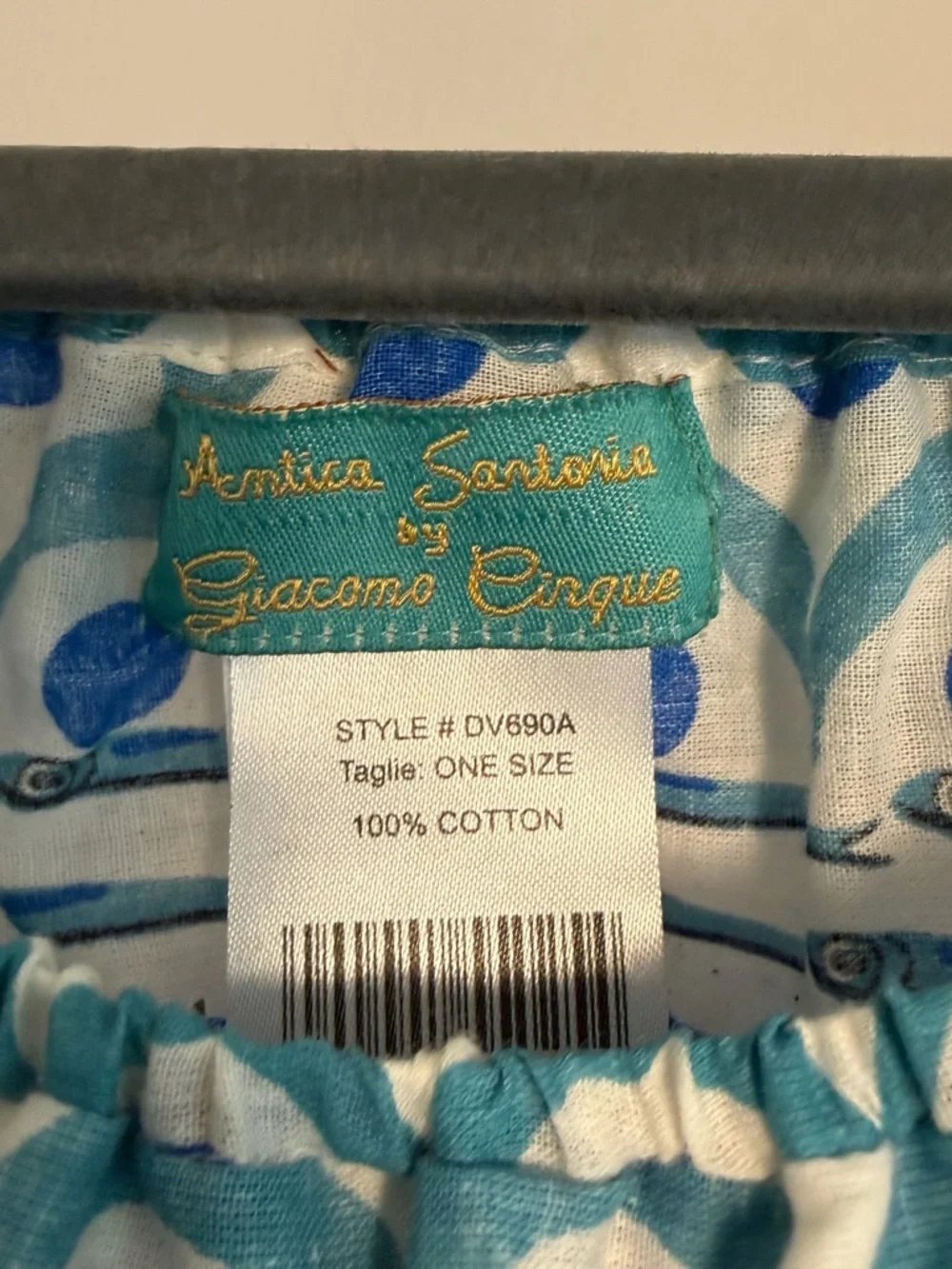 Antica Sartoria Positano Italy 2pc Top Skirt Set Blue Tassel Pom Pom OS